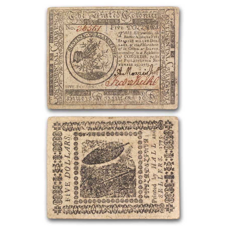 1775 $5 Continental Currency 11/29/75 XF (Fr#CC-15)