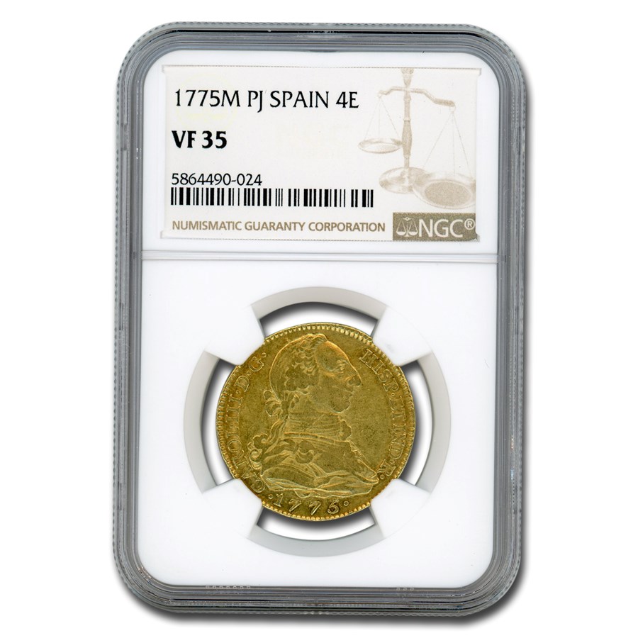 1775-M Spain Gold 4 Escudos Charles III VF-35 NGC