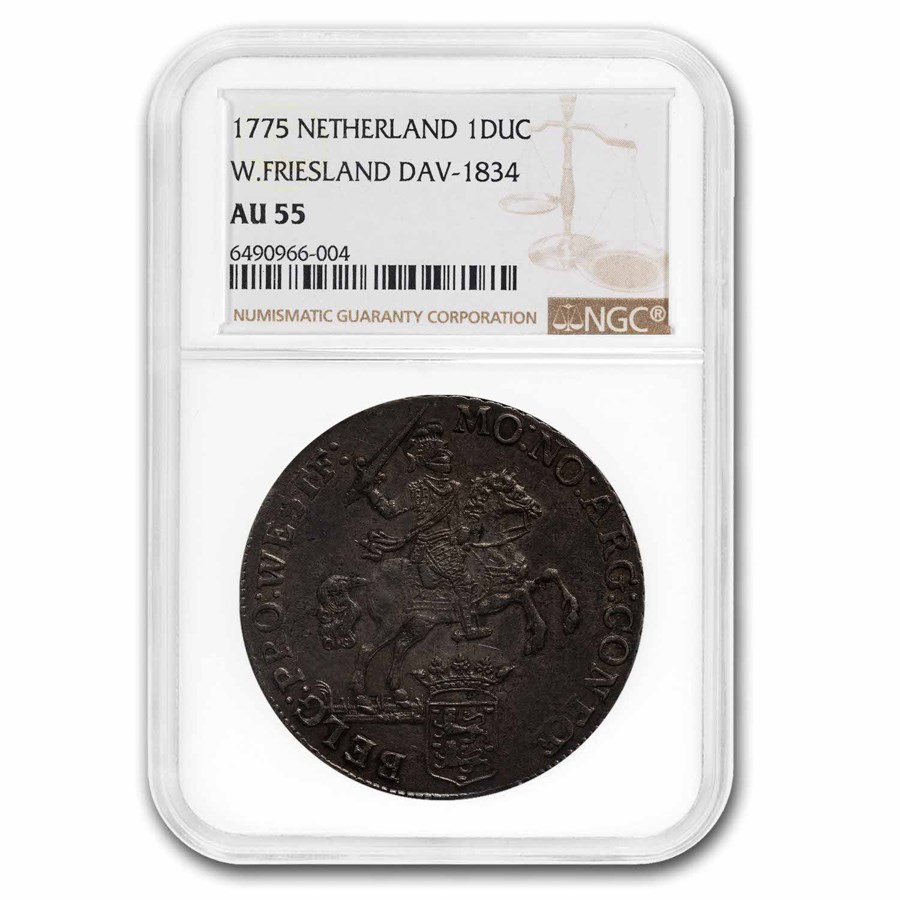 1775 Netherlands West Friesland Silver 1 Ducaton AU-55 NGC