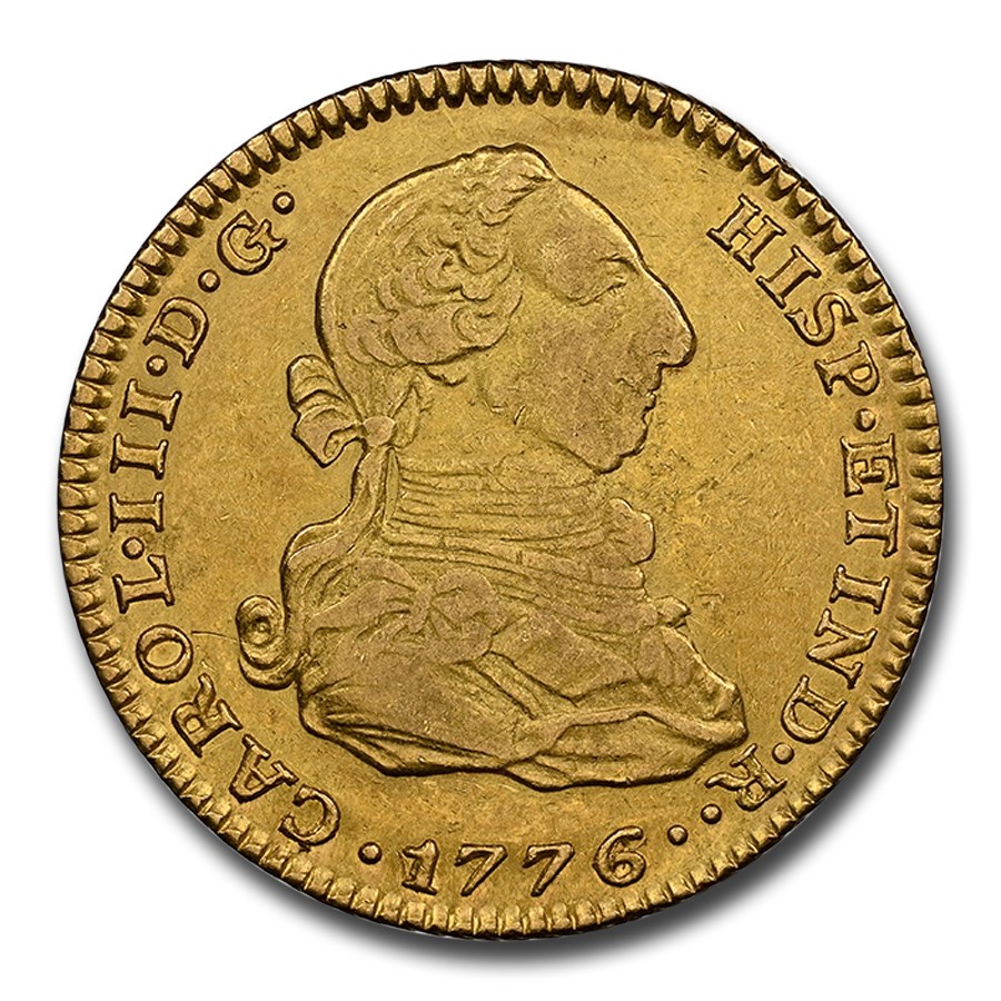 1776/4-M Spain Gold 2 Escudos Charles III AU-50 NGC