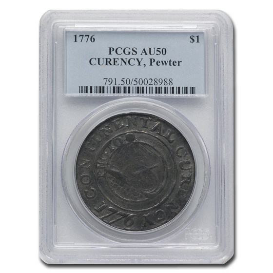 Buy 1776 Continental Curency Dollar AU-50 PCGS (Pewter) | APMEX