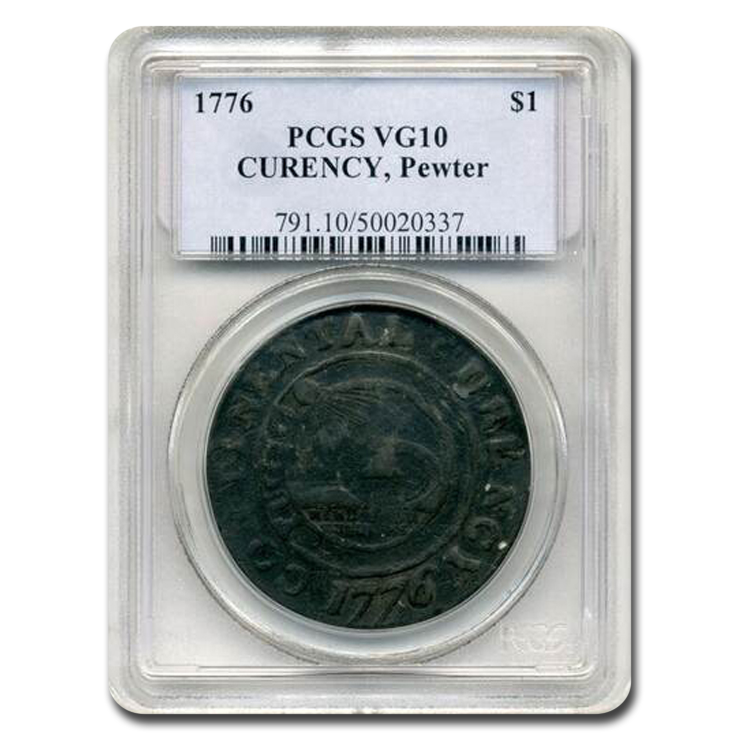 Buy 1776 Continental Curency Dollar VG-10 PCGS (Pewter) | APMEX