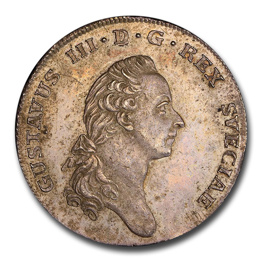 1776 Sweden Silver Riksdaler Gustaf III AU-58 PCGS