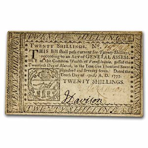 Buy 1777 20 Shillings Pennsylvania Currency 4/10/1777 AU | APMEX