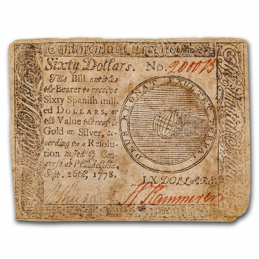 Buy 1778 $60 Continental Currency 9 26 78 F (fr#cc-86) 