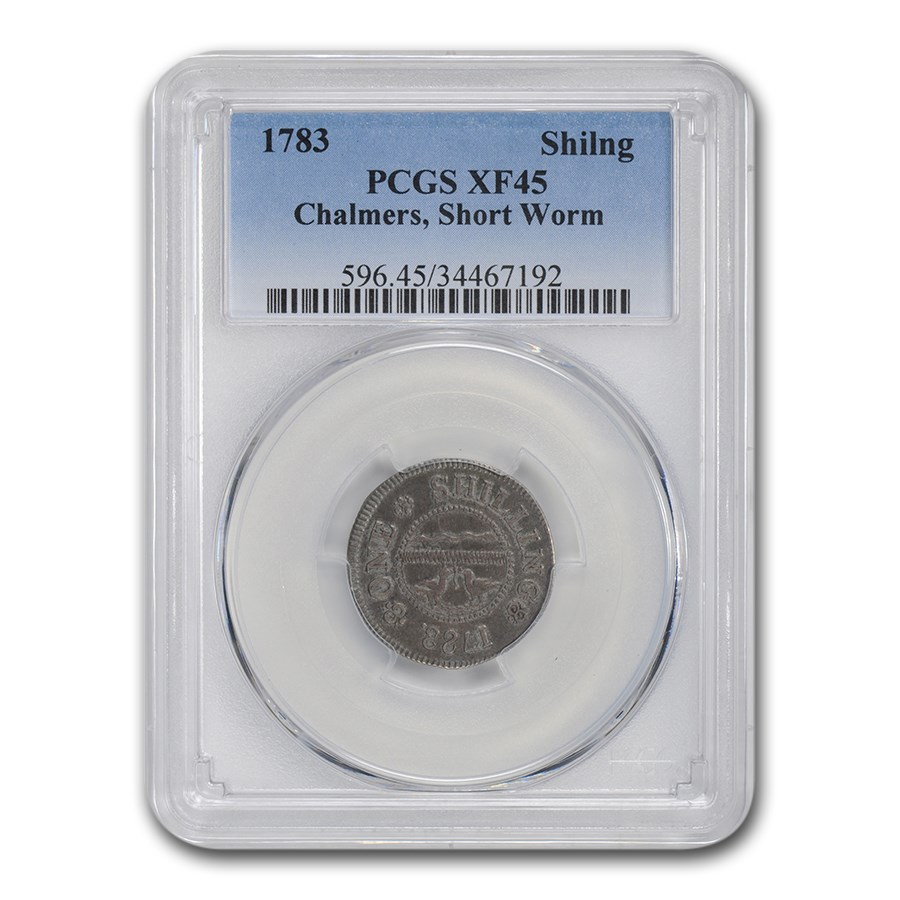 1783 Chalmers Shilling Short Worm Colonial XF-45 PCGS