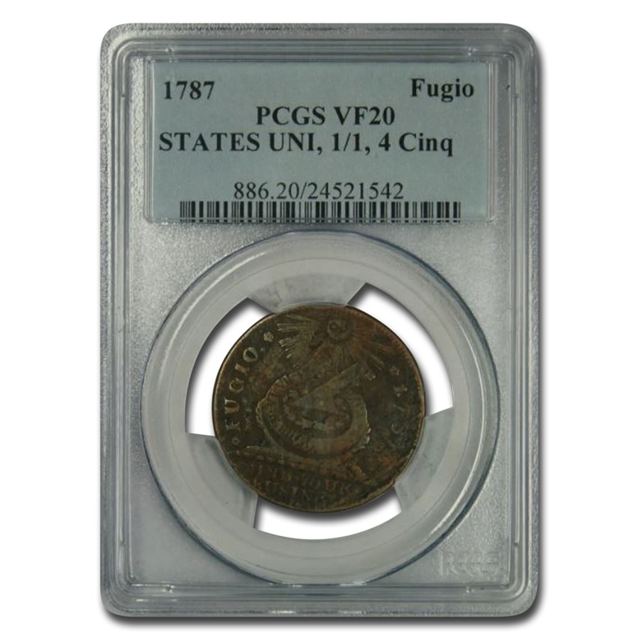 1787 Fugio Cent VF-20 PCGS (States Uni, 1/1, Cinq.)