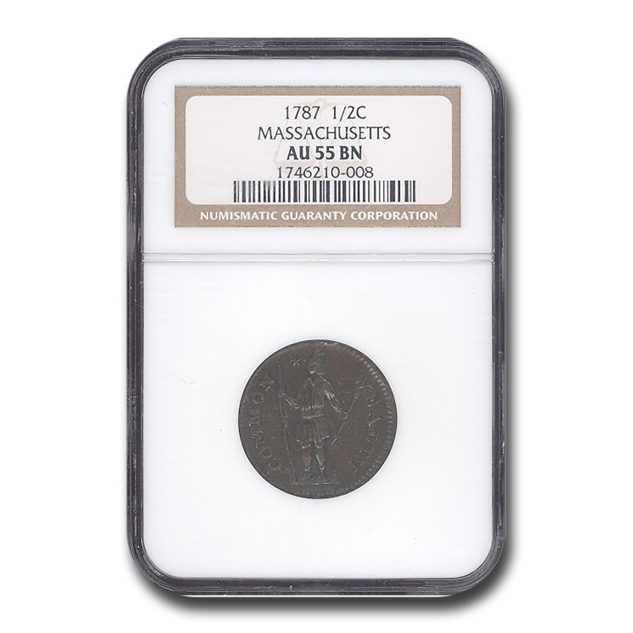 1787 Massachusetts Half Cent AU-55 NGC (Brown)