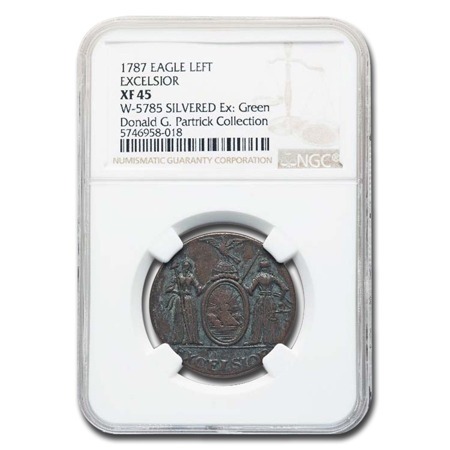 1787 New York Excelsior Eagle XF-45 NGC (Eagle Left, W-5785)