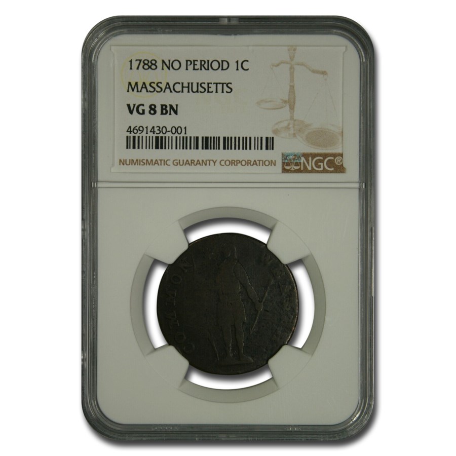 Buy 1788- Massachusetts Cent Vg-8 Ngc (no Period, Brown) 