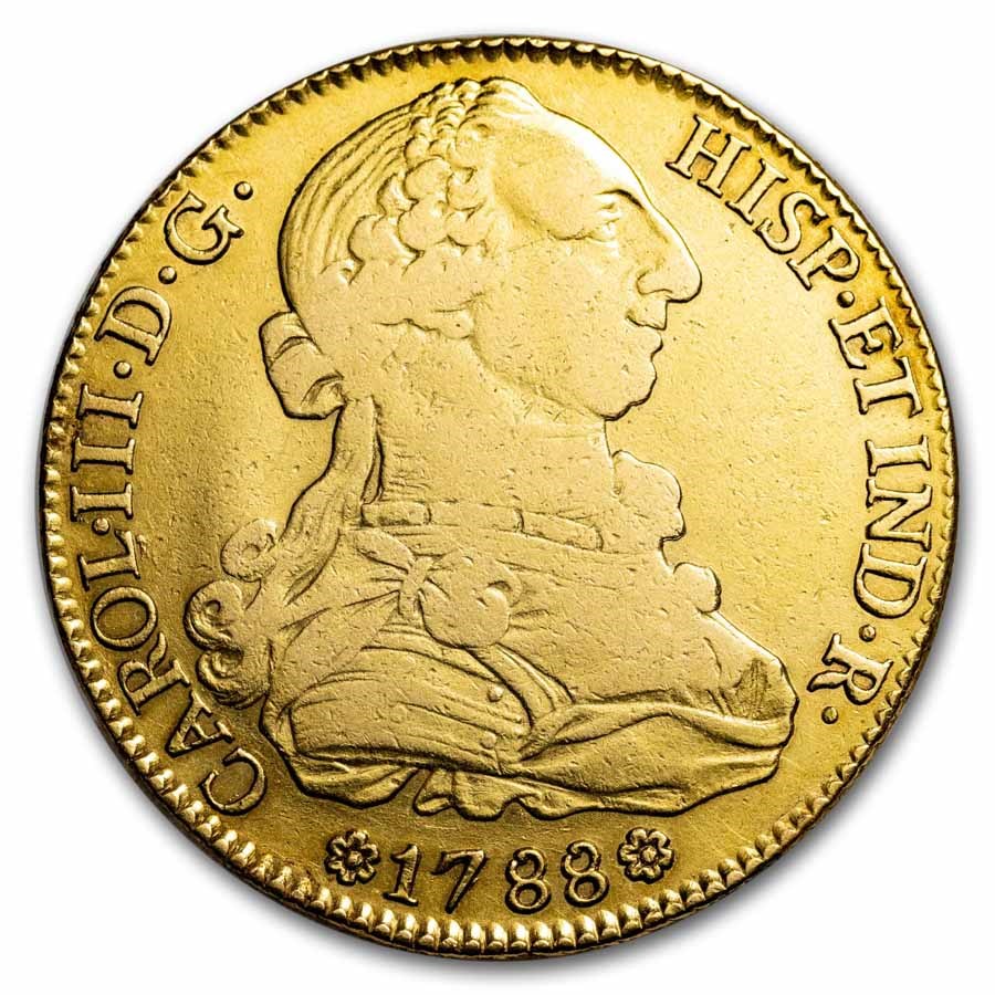 1788-S C Spain Gold 8 Escudos Charles III XF