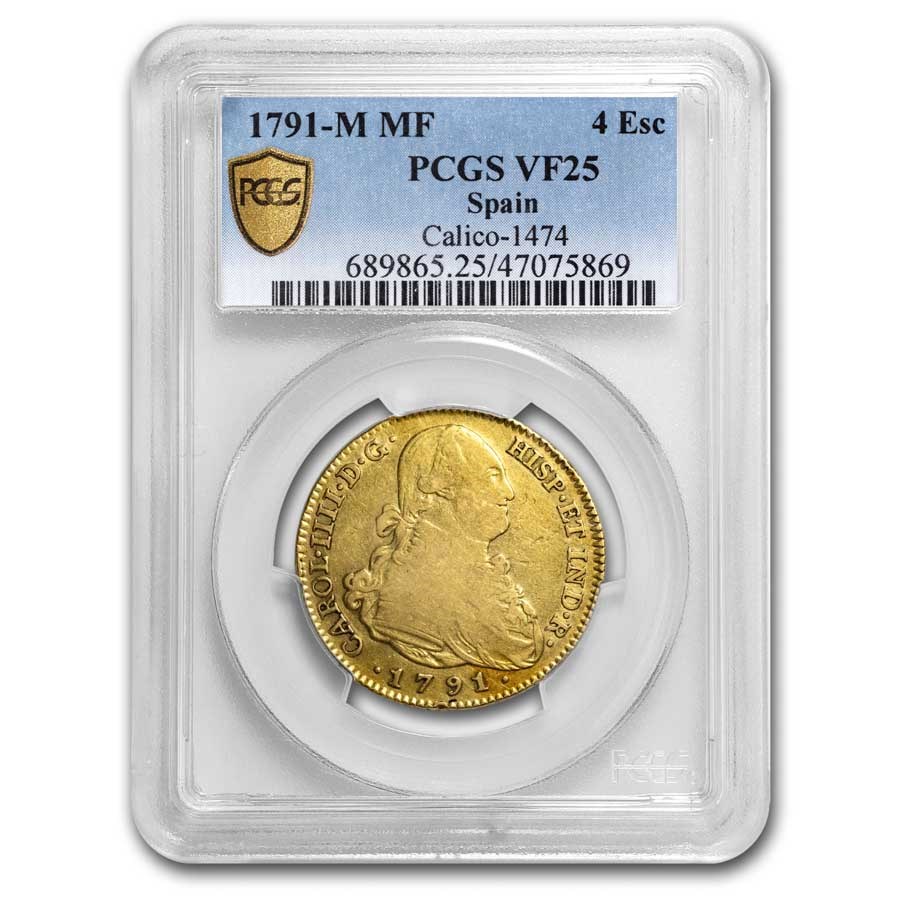 1791-M MF Spain Gold 4 Escudos Charles IV VF-25 PCGS