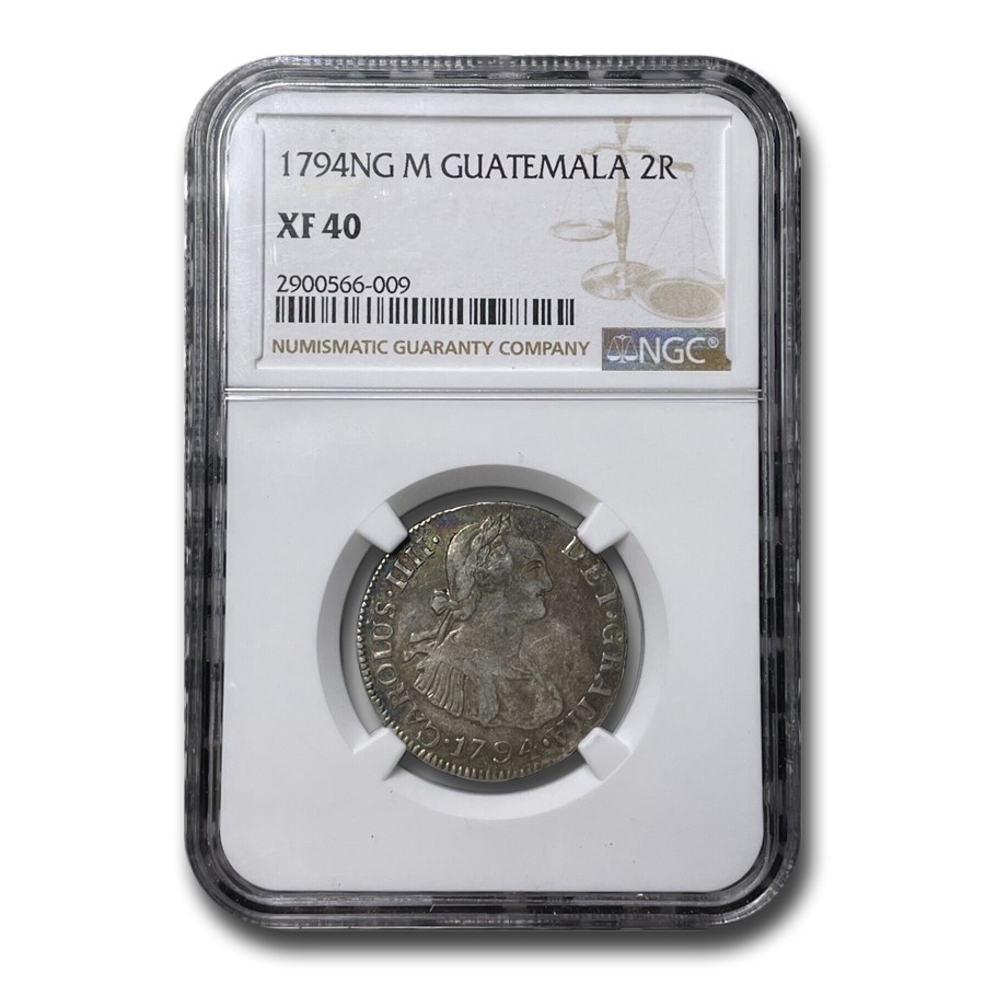 1794-NG Guatemala Silver 2 Reales XF-40 NGC