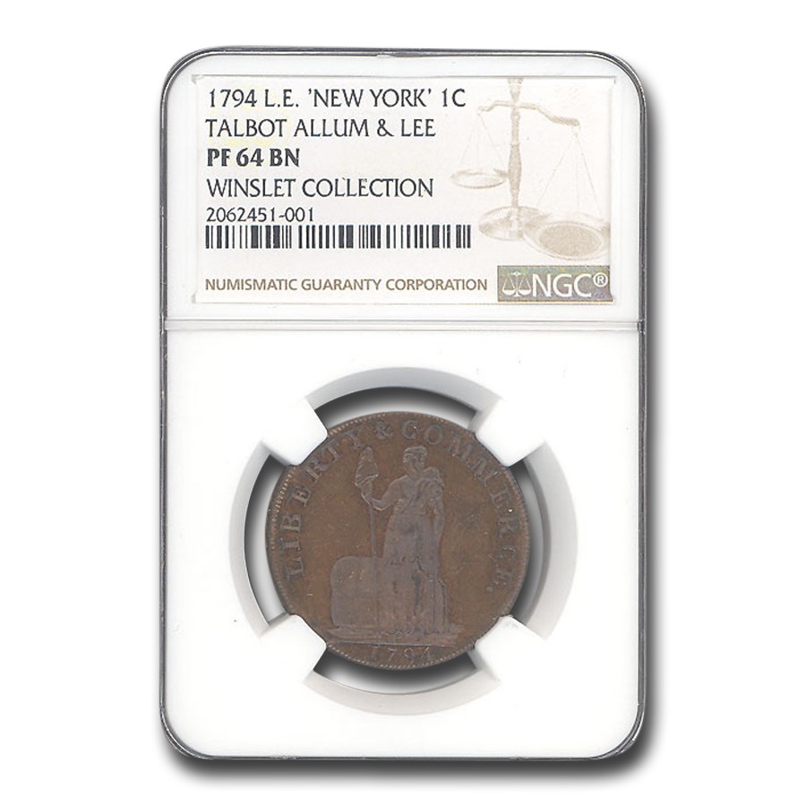 1794 Talbot, Allum & Lee One Cent Colonial PF-64 NGC (Brown)