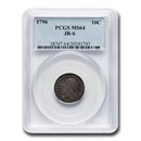 1796 Draped Bust Dime MS-64 PCGS (JR-6)