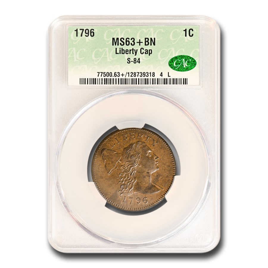 1796 Liberty Cap Large Cent MS-63+ CACG (Brown, S-84)