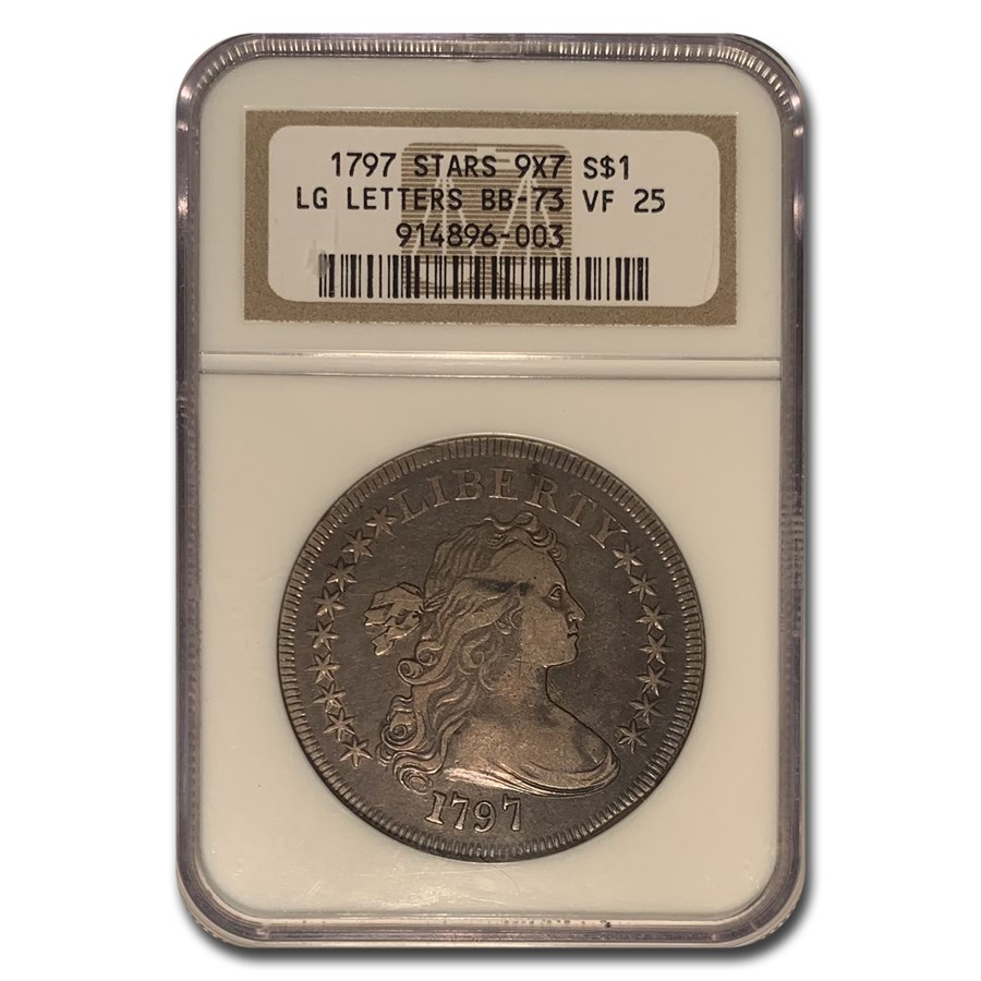 1797 Draped Bust Dollar VF-25 NGC (9x7 Stars, Large Letters)