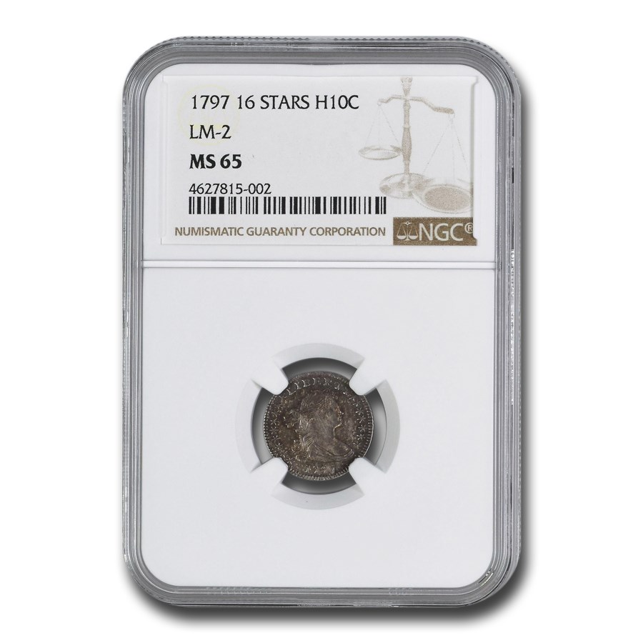 1797 Draped Bust Half Dime MS-65 NGC (16 Stars, LM-2)