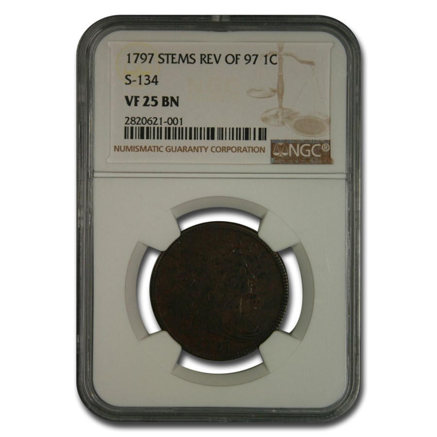 Buy 1797 Draped Bust Large Cent VF-25 NGC (BN, Stems Rev of 97 S-134 ...