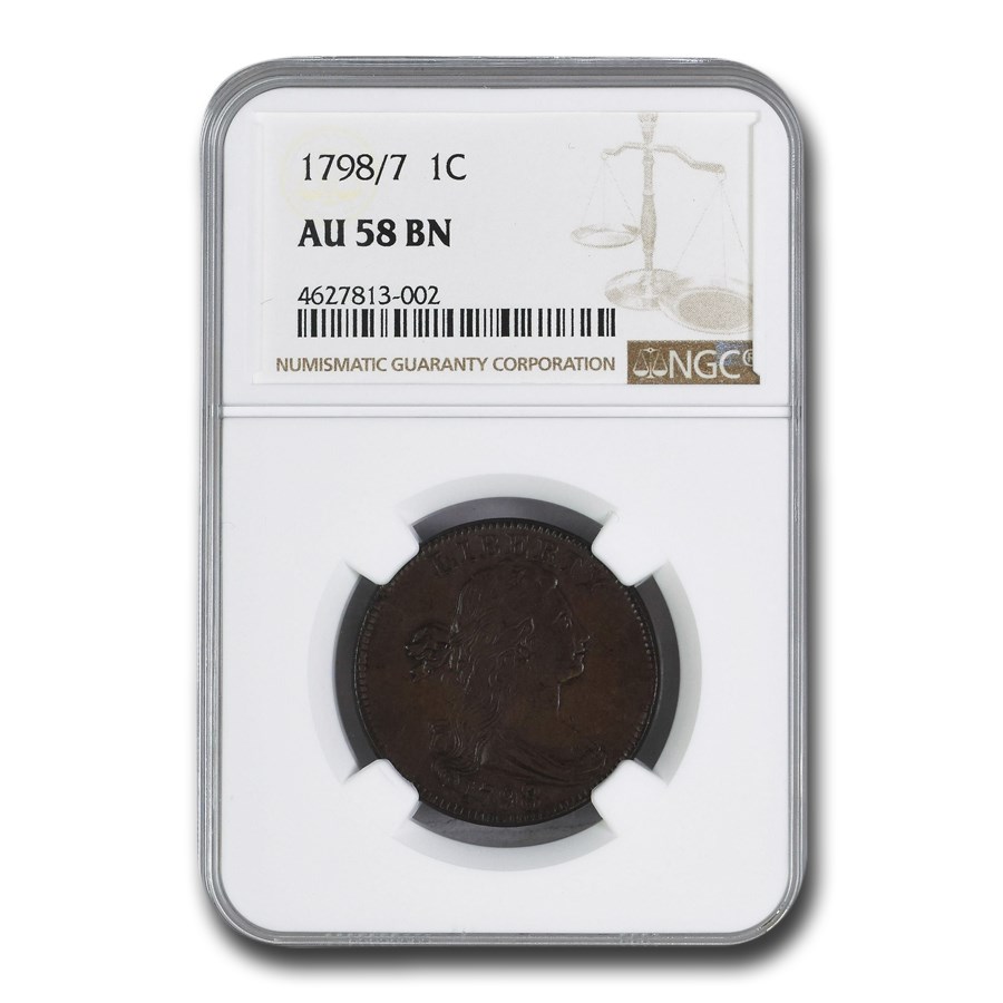 1798/7 Draped Bust Large Cent AU-58 NGC (Brown)