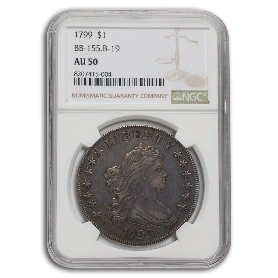 1799 Draped Bust Dollar AU-50 NGC (BB-155, B-19)