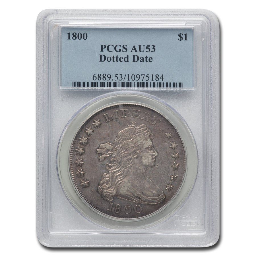 1800 Draped Bust Dollar AU-53 PCGS (Dotted Date)