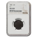 1800 Draped Bust Half Cent MS-64 NGC (Brown, C-1)