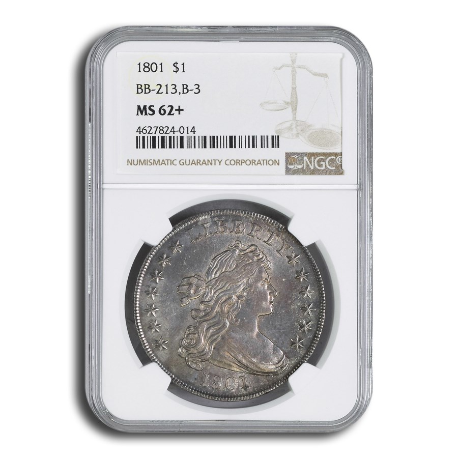 Buy 1801 Draped Bust Dollar Heraldic Eagle MS-62+ NGC (BB-213, B-3) | APMEX