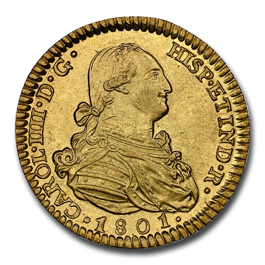 1801-M Spain Gold 2 Escudos Charles IV MS-62 NGC