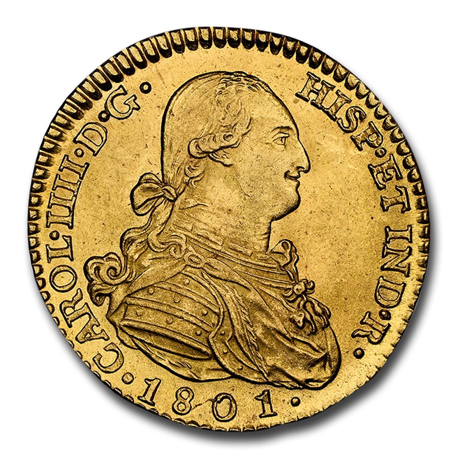 1801-M Spain Gold 2 Escudos Charles IV MS-63 NGC