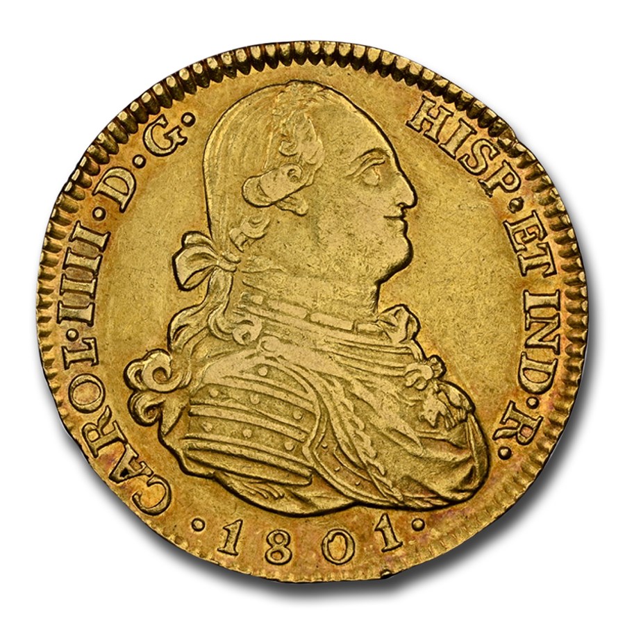 1801-M Spain Gold 4 Escudos Charles IV AU-55 NGC