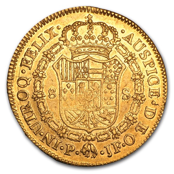 1801-P FJ Colombia Gold 8 Escudo Carlos IIII AU Details ...