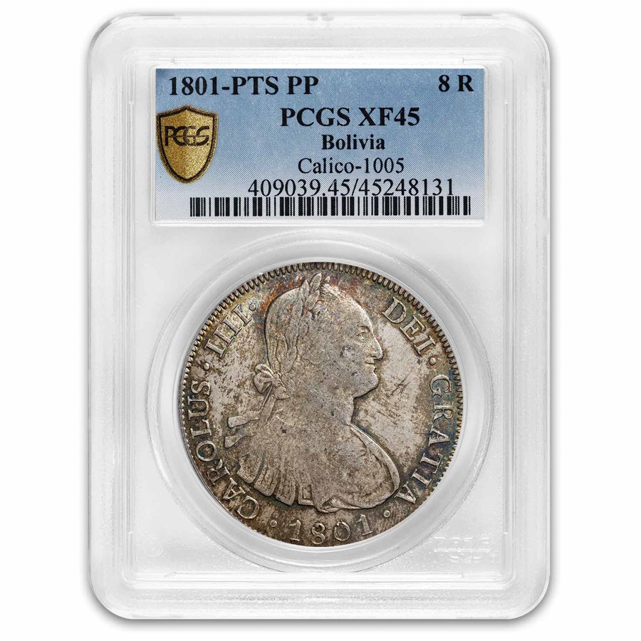 1801-PTS PP Bolivia Silver 8 Reales Charles IIII XF-45 PCGS