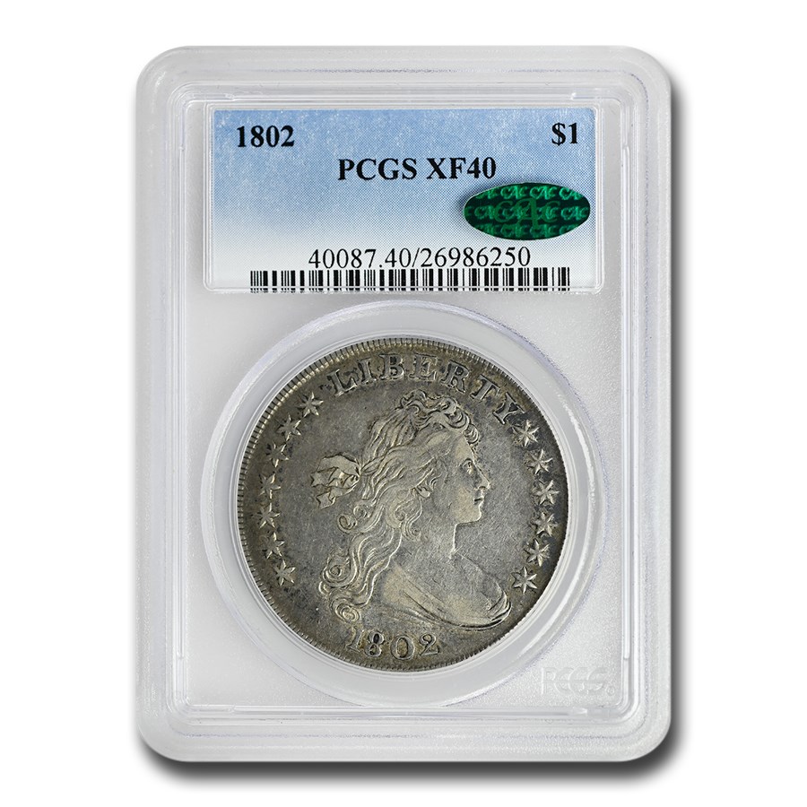 1802 Draped Bust Dollar XF-40 PCGS CAC