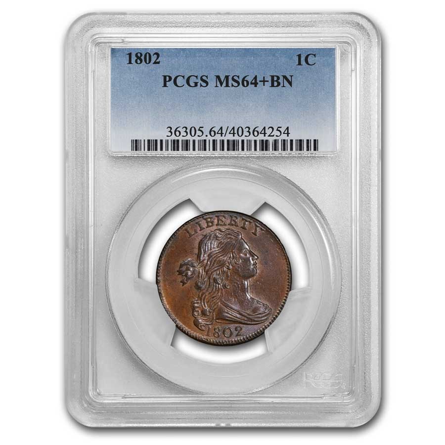 1802 Draped Bust Large Cent MS-64 PCGS (Brown, S-232)