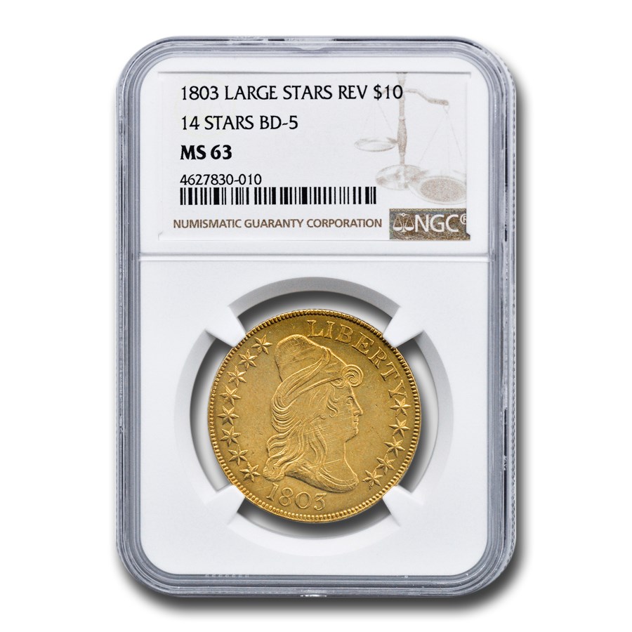 1803 $10 Turban Head Gold Eagle MS-63 NGC (Large Stars Reverse)