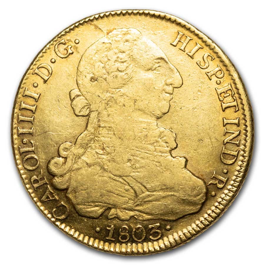 1803-So FJ Chile Gold 8 Escudos Charles IV AU