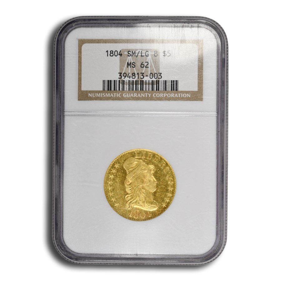 Buy 1804 Capped Bust $5 Gold Half Eagle MS-62 NGC (SM/LG 8) | APMEX