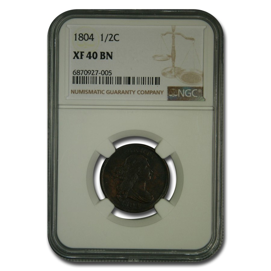 1804 Draped Bust Half Cent XF-40 NGC (Brown)