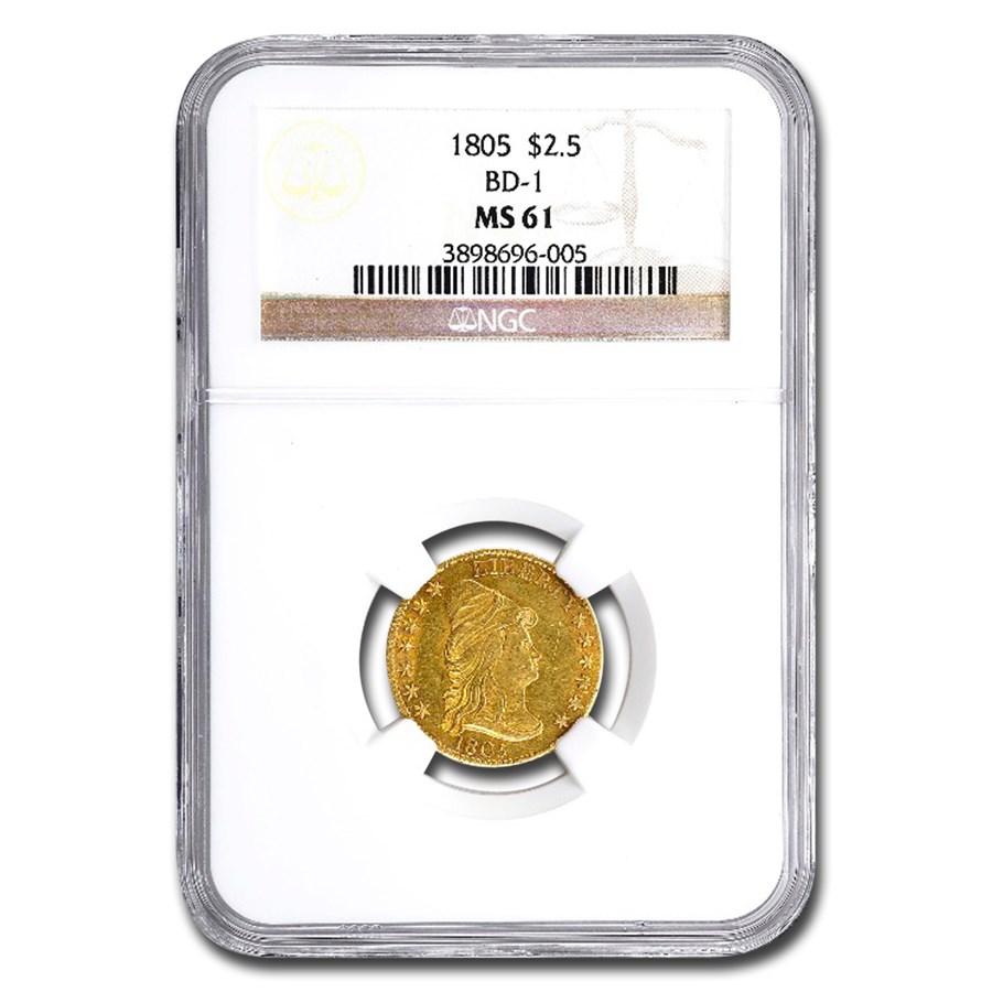 1805 $2.50 Capped Bust Gold Eagle MS-61 NGC (BD-1)