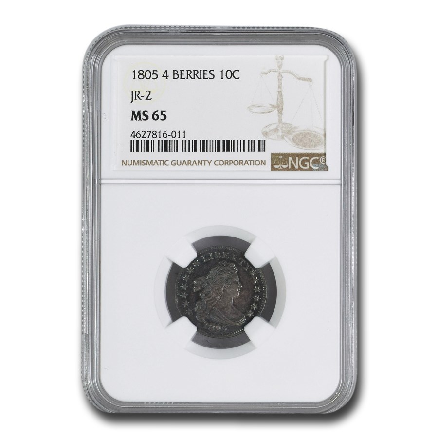 1805 Draped Bust Dime MS-65 NGC (4 Berries, JR-2)