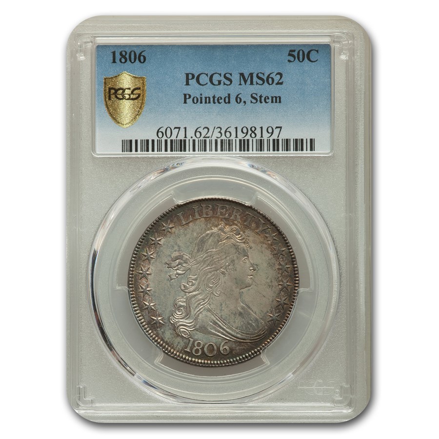 Buy 1806 Bust Half Dollar MS-62 PCGS (Pointed 6, Stem) | APMEX