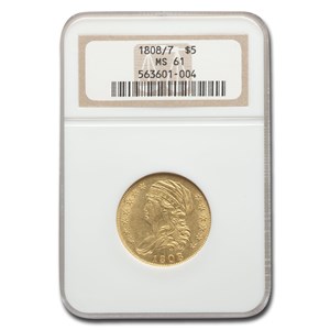 Buy 1808/7 $5 Gold Capped Bust Gold Head Half Eagle MS-61 NGC | APMEX