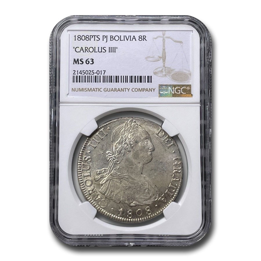 1808-P Bolivia Silver 8 Reales Charles III MS-63 NGC