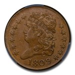 1809/6 Half Cent MS-65 CACG ( Brown, 9 Over Inverted 9)