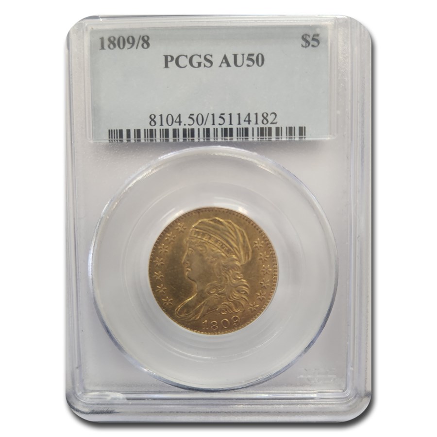 1809/8 Capped Bust $5 Gold Half Eagle AU-50 PCGS