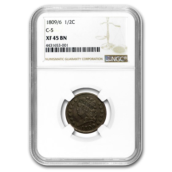 Buy 1809/Inverted 9 Half Cent (C-5) XF-45 NGC (BN) | APMEX