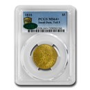 1810 $5 Capped Bust Gold Half Eagle MS-64+ PCGS CAC (Sm Dt Ta. 5)