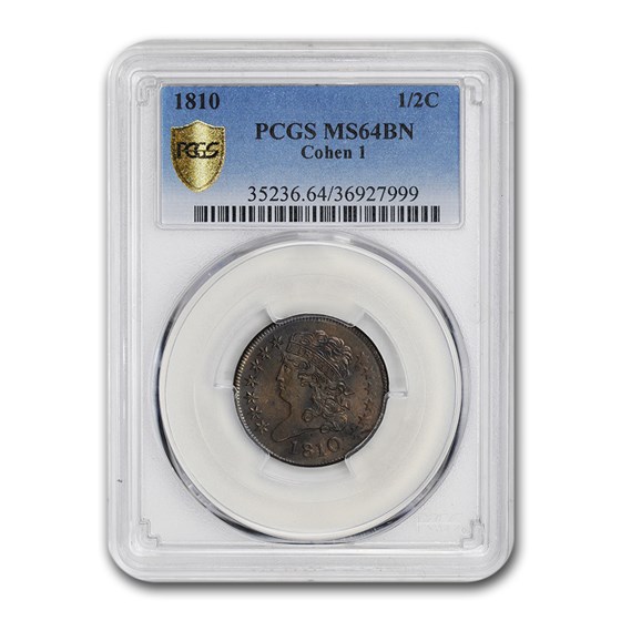 Buy 1810 Half Cent MS-64 PCGS (Brown, Cohen 1) | APMEX