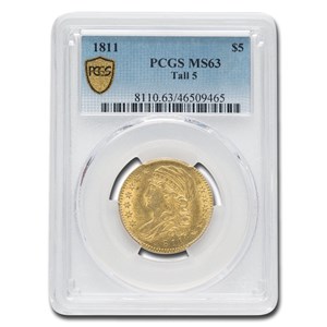 Buy 1811 $5 Capped Bust Gold Half Eagle MS-63 PCGS (Tall 5) | APMEX